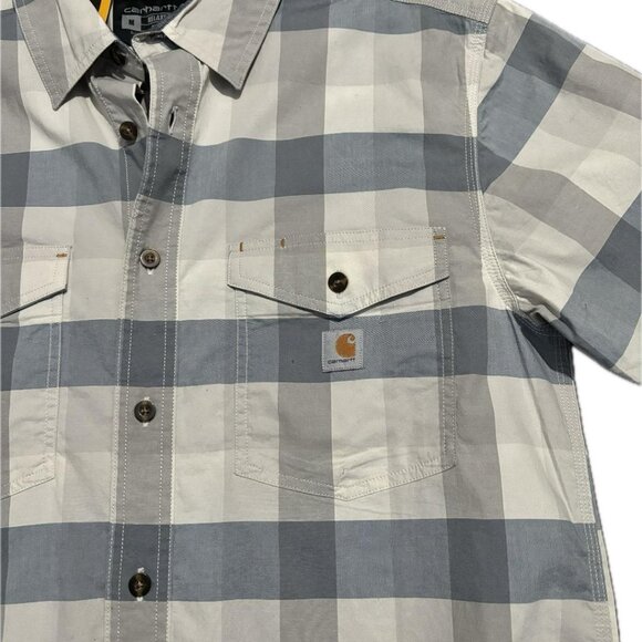 CARHARTT Men's Rugged Flex Loose Fit Plaid Button Front Short Sleeve Shirt SZ M - Picture 4 of 7